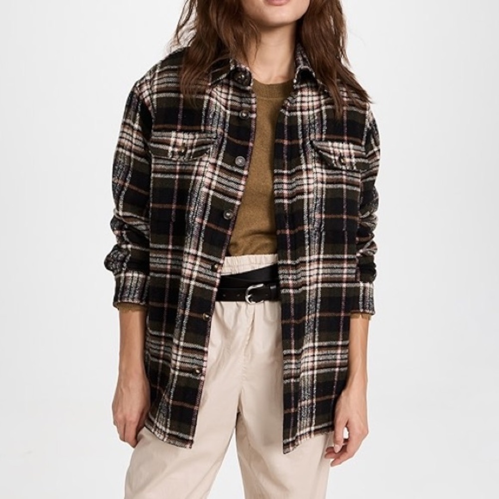 Isabel Marant Ebbaz Plaid Wool Shacket Jacket